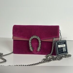 Gucci Magenta Velvet Crossbody with Antique Silver Horsebit